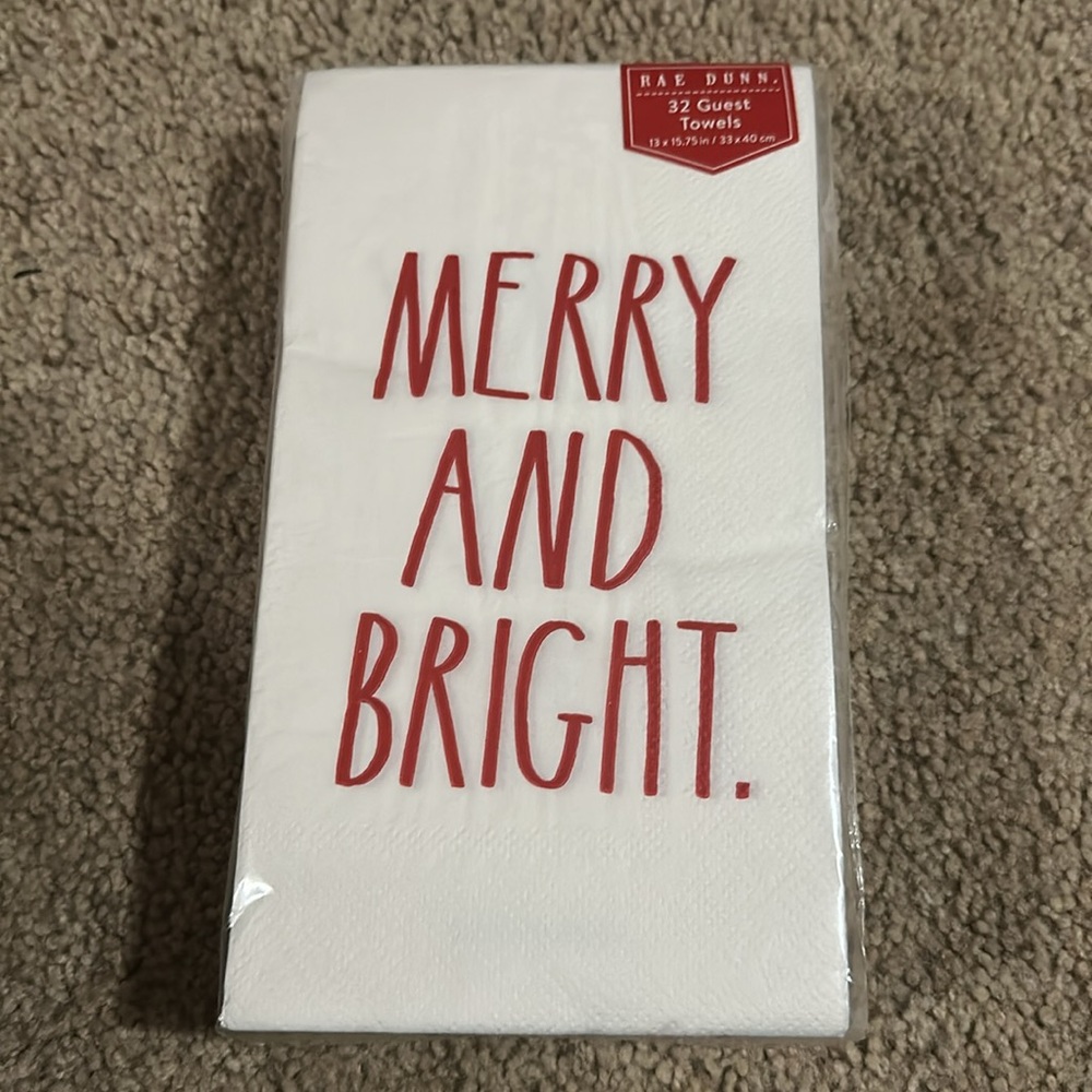 Rae Dunn - GUEST TOWELS - MERRY AND BRIGHT